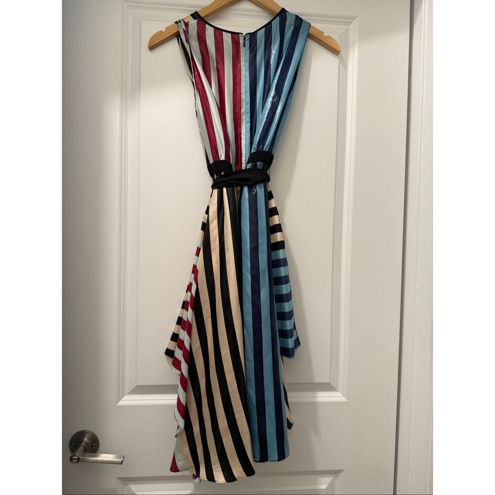 DVF Diane von Furstenberg CARRINGTON STRIPE Metallic Silk Dress $698 Size 0 - Picture 4 of 5